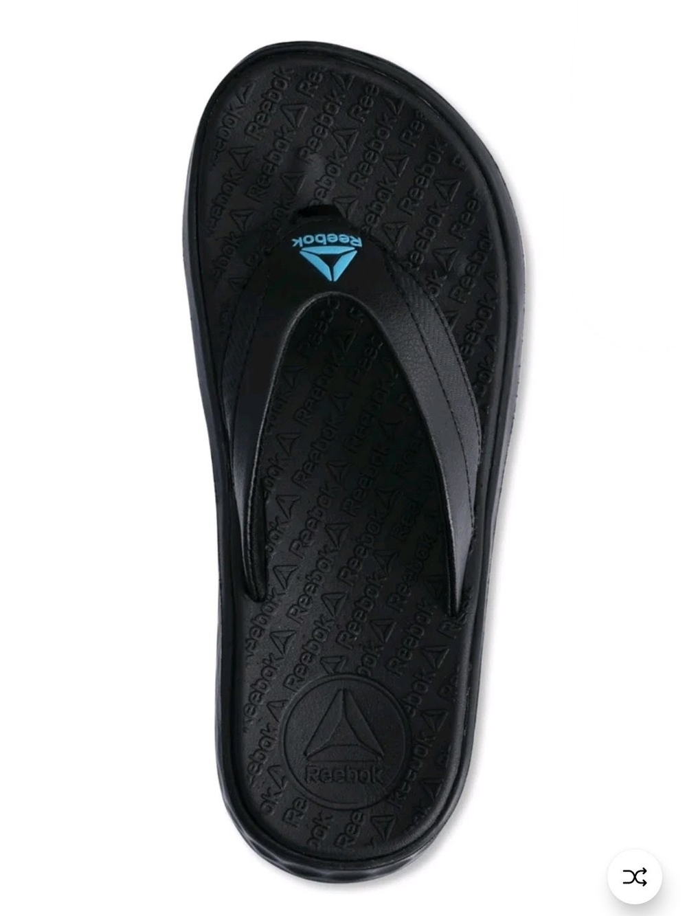 Reebok Black Flip Flop Sandals with Blue Logo - Picture 4 of 8